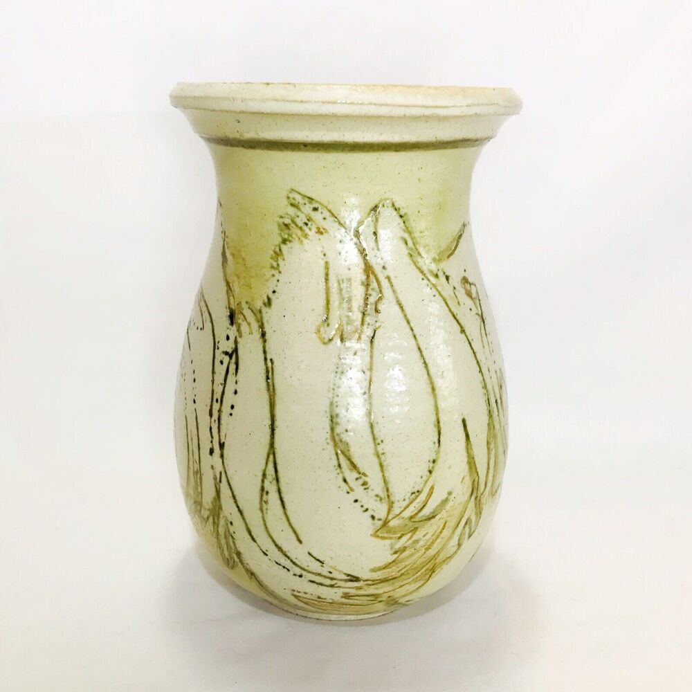 Vintage Hand Thrown Textured Art Pottery Stoneware Vase Signed 6.5” Boho